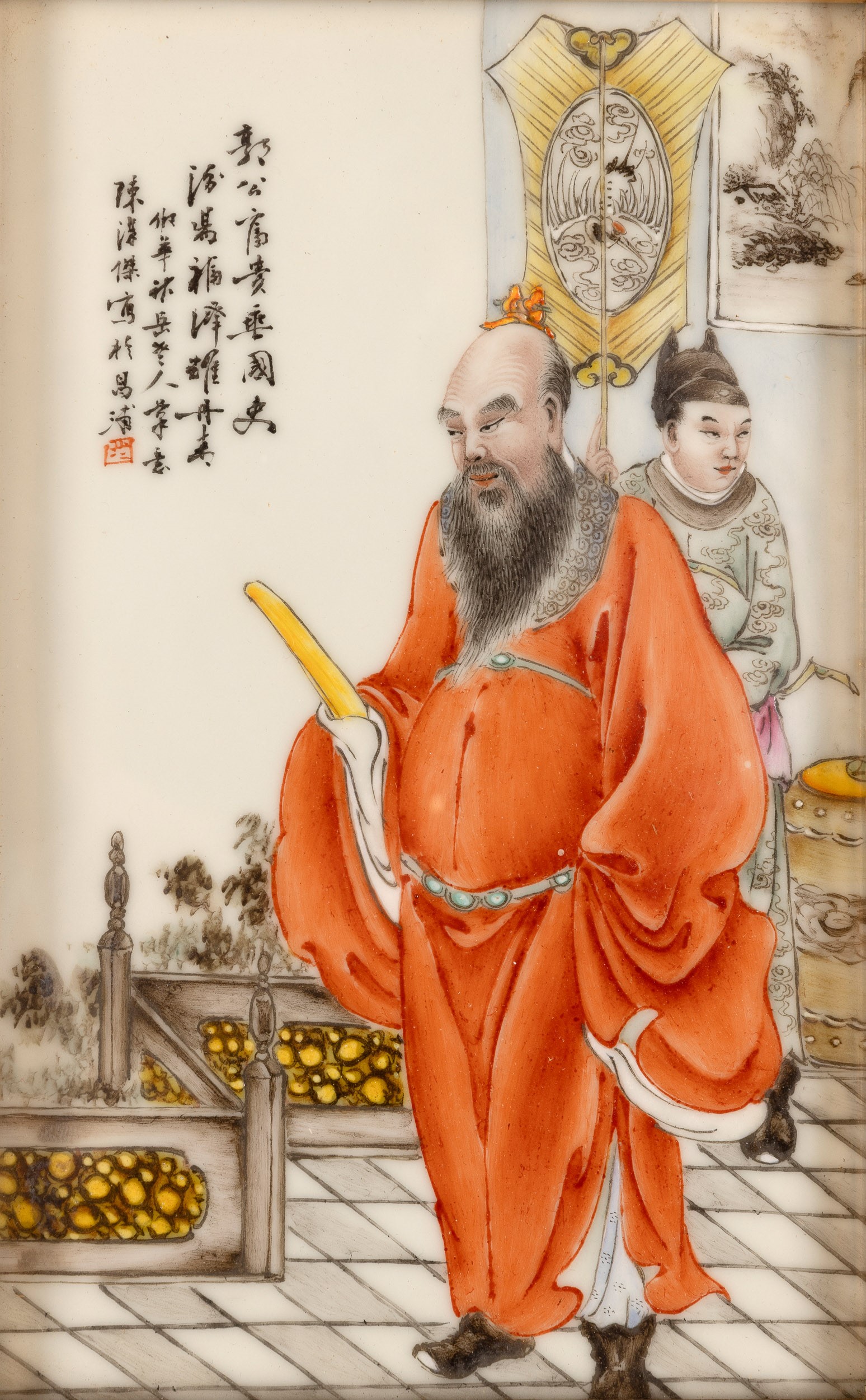 Quadretti in Porcellana Raffigurante Scene di Vita di Corte, Cina, Periodo Repubblica, XX Secolo