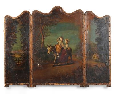 Piccolo Paravento Dipinto. XVIII-XIX Secolo