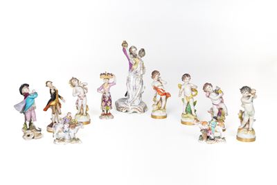 Dieci Figurine. Manifatture Diverse, XIX-XX Secolo.