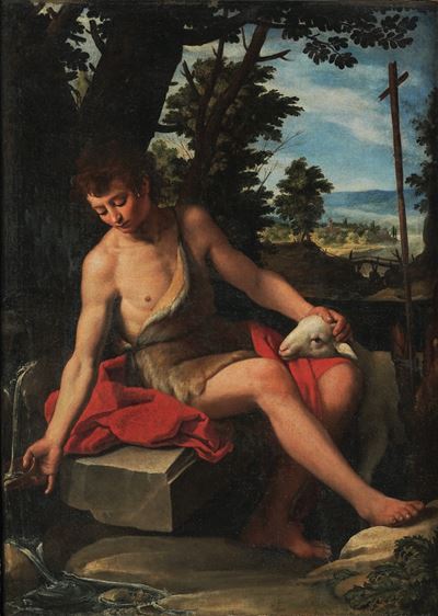 Scuola dell'Italia centrale, San Giovanni Battista, olio su tela