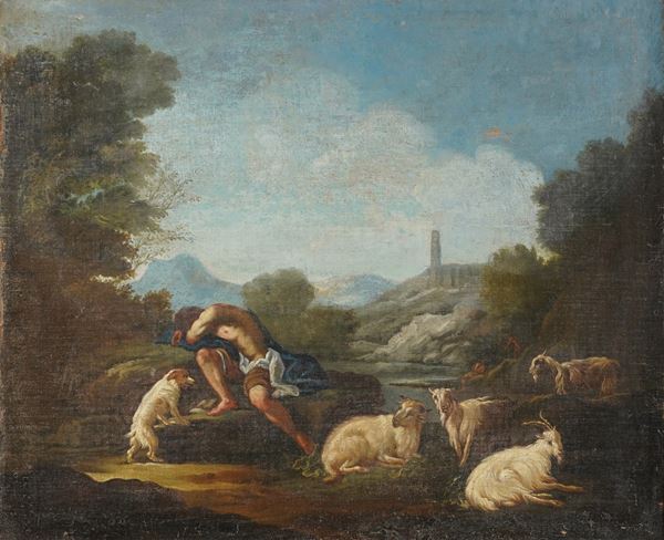 Scuola del XVIII secolo Riposo di un pastore