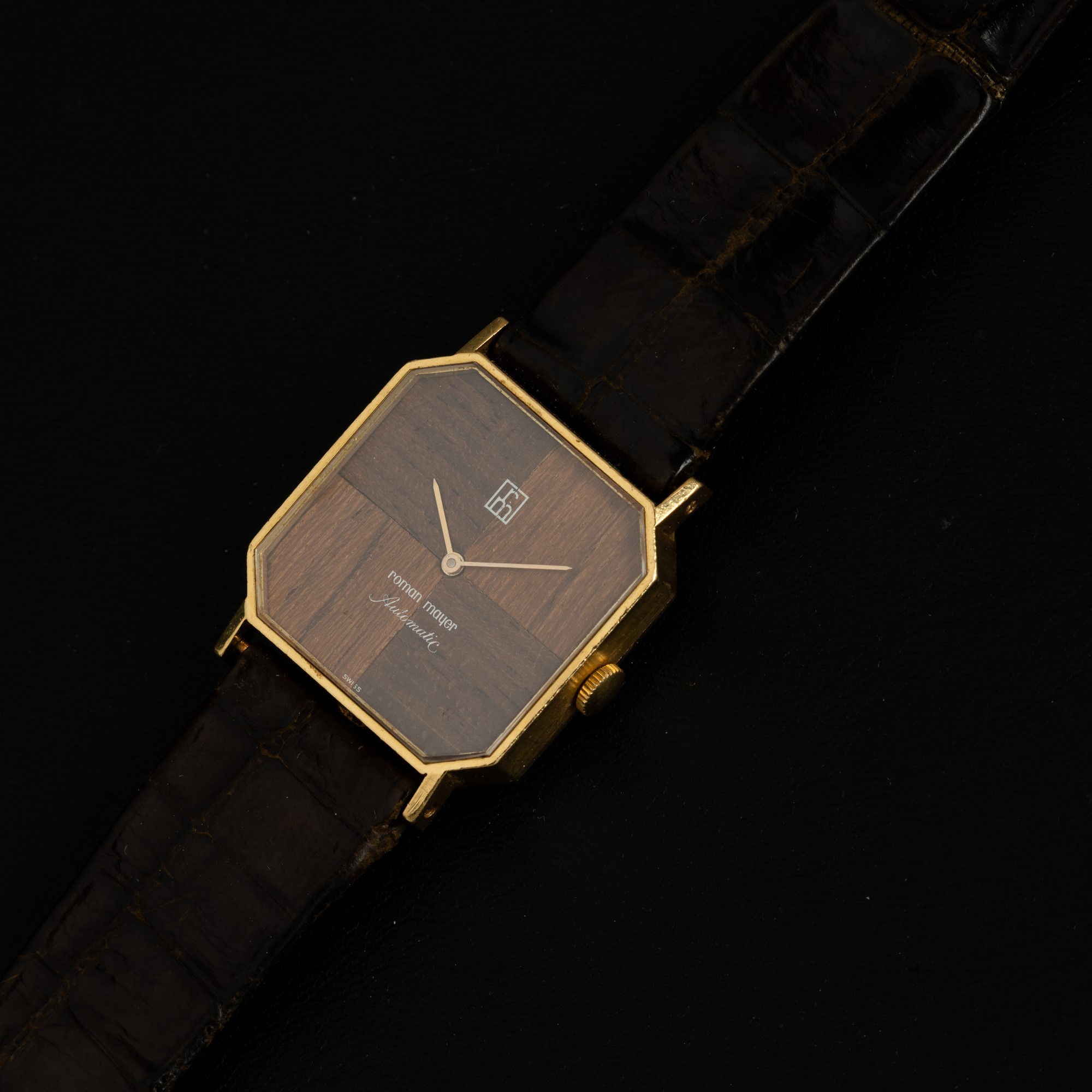 Roman Mayer - Orologio di Forma Automatico in Oro Giallo 18k Quadrante in Legno, 25x25 MM