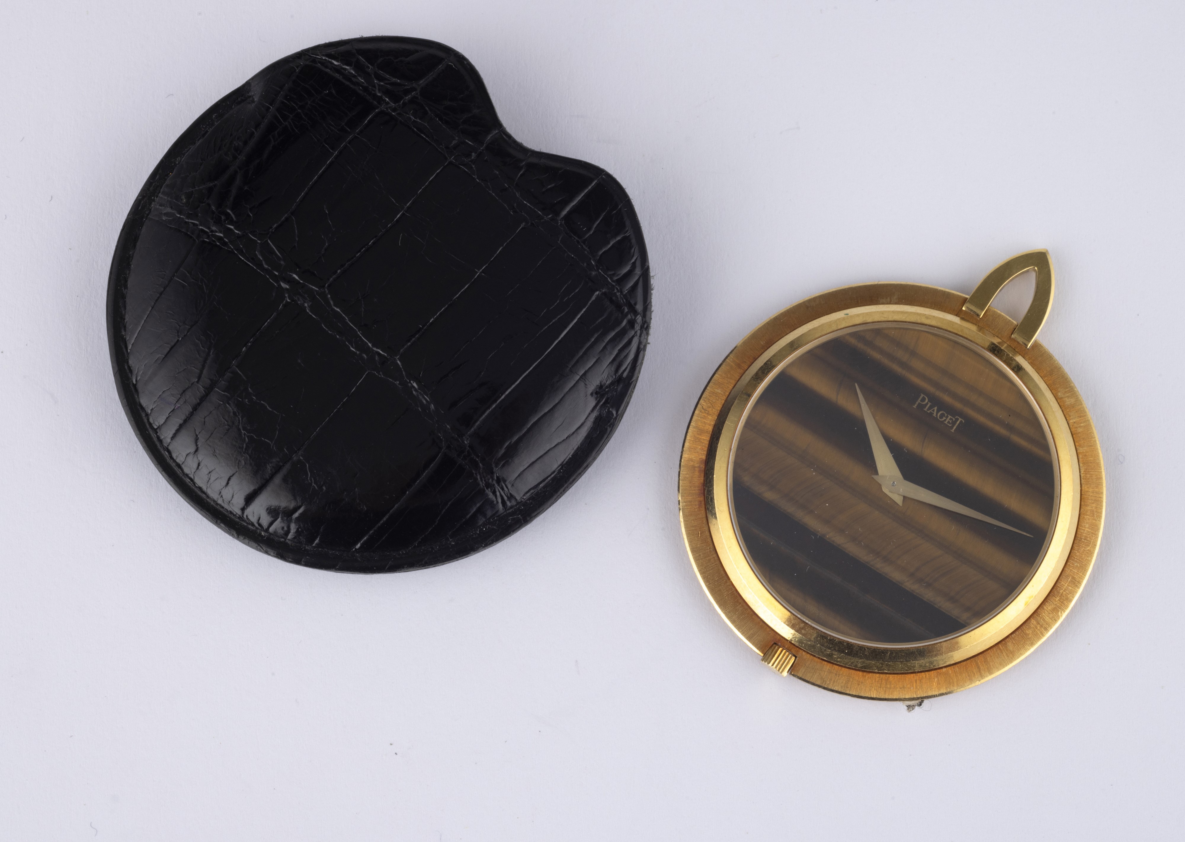 Piaget - Prezioso Orologio da Tasca Openface con Quadrante in Pietra Occhio di Tigre, Carica Manu...