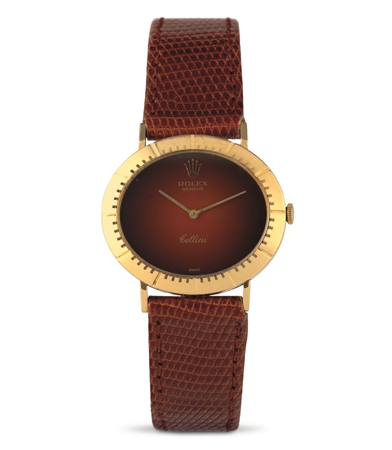 Rolex : Cellini Cellissima ref 4083 in 18k yellow gold, burgundy Vignette dial, manual winding  - Auction Watches - Cambi Casa d'Aste