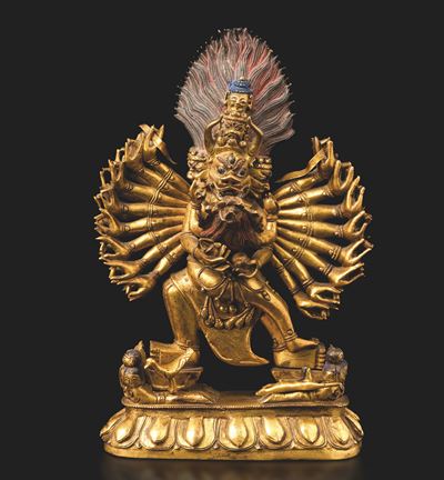 Rara Figura di Yamantaka in Bronzo, Cina, Dinastia Qing, Epoca Qianlong, XVIII Secolo