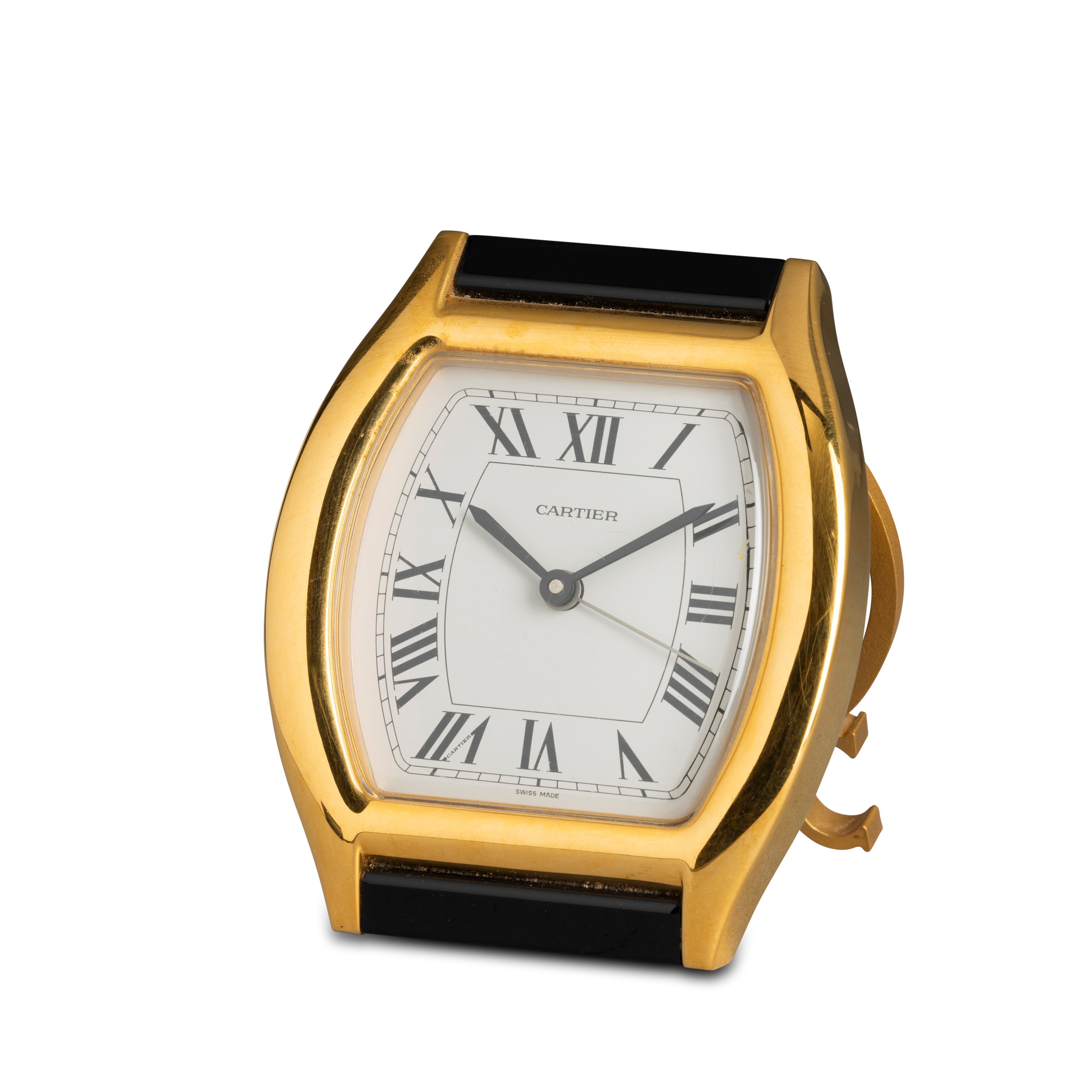 Cartier - Pendoletta con Sveglia da Viaggio in Ottone Dorato al Quarzo 88x74 MM