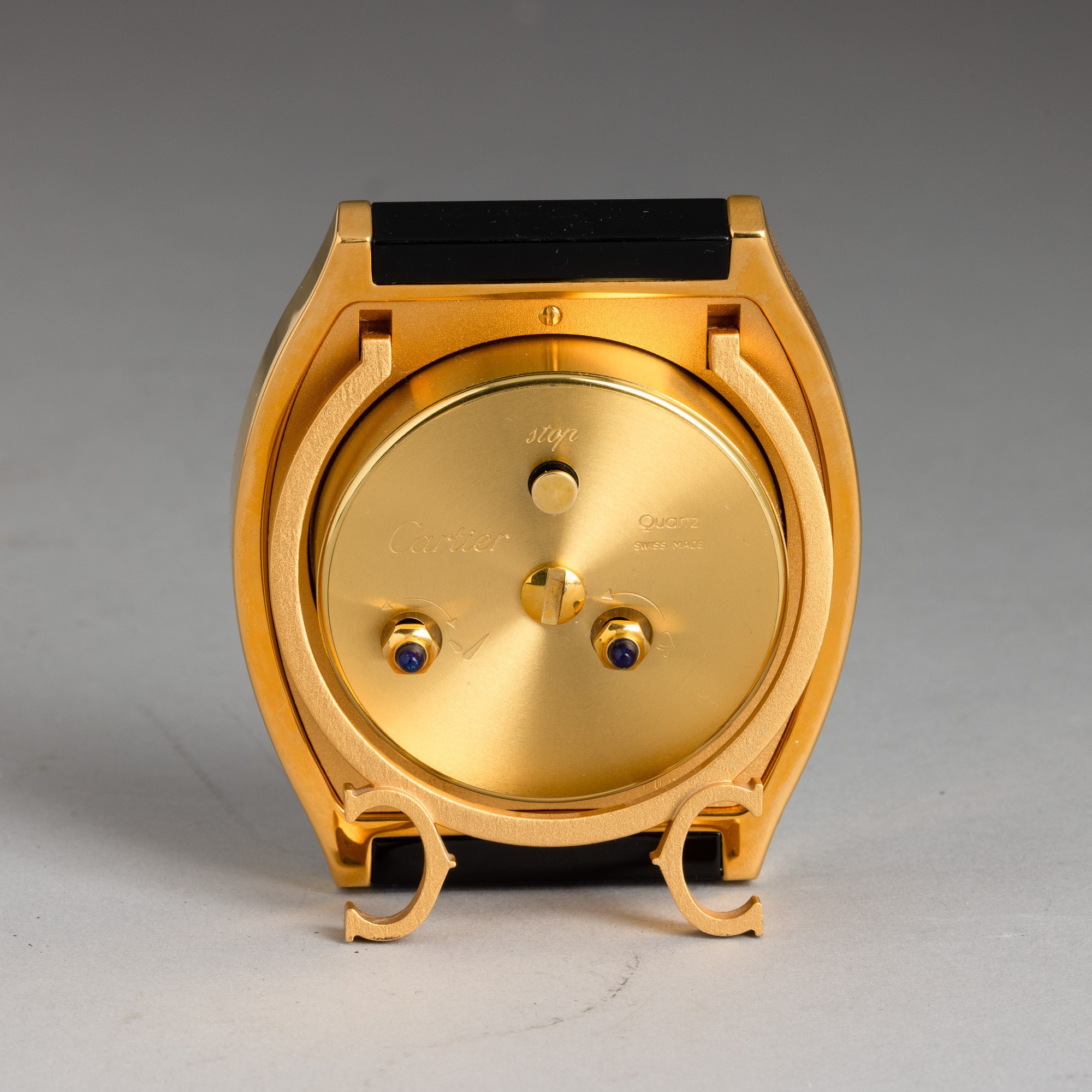 Cartier - Pendoletta con Sveglia da Viaggio in Ottone Dorato al Quarzo 88x74 MM