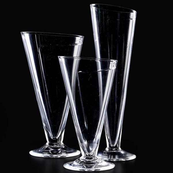 Servizio di calici “Cartoccio” Murano, Manifattura di Carlo Moretti, seconda metà del XX secolo 