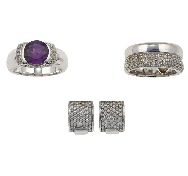 Group of diamond, amethyst and gold jewels