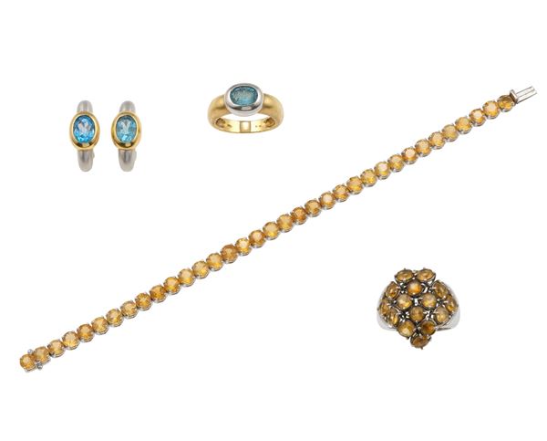Group of gem-set and gold jewels