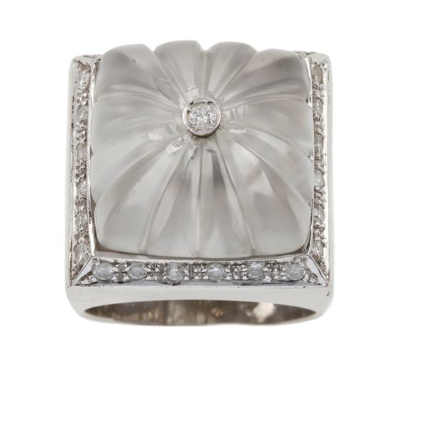 Diamond and rock crystal ring