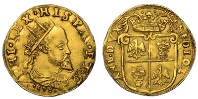 Milano. Filippo II D'asburgo, 1554-1598. Doppia 1578.