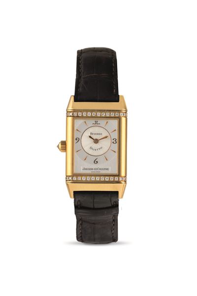 Reverso Duetto Lady in Oro Giallo 18k con Diamanti, Doppio Quadrante Completo di Scatola e Garanz...