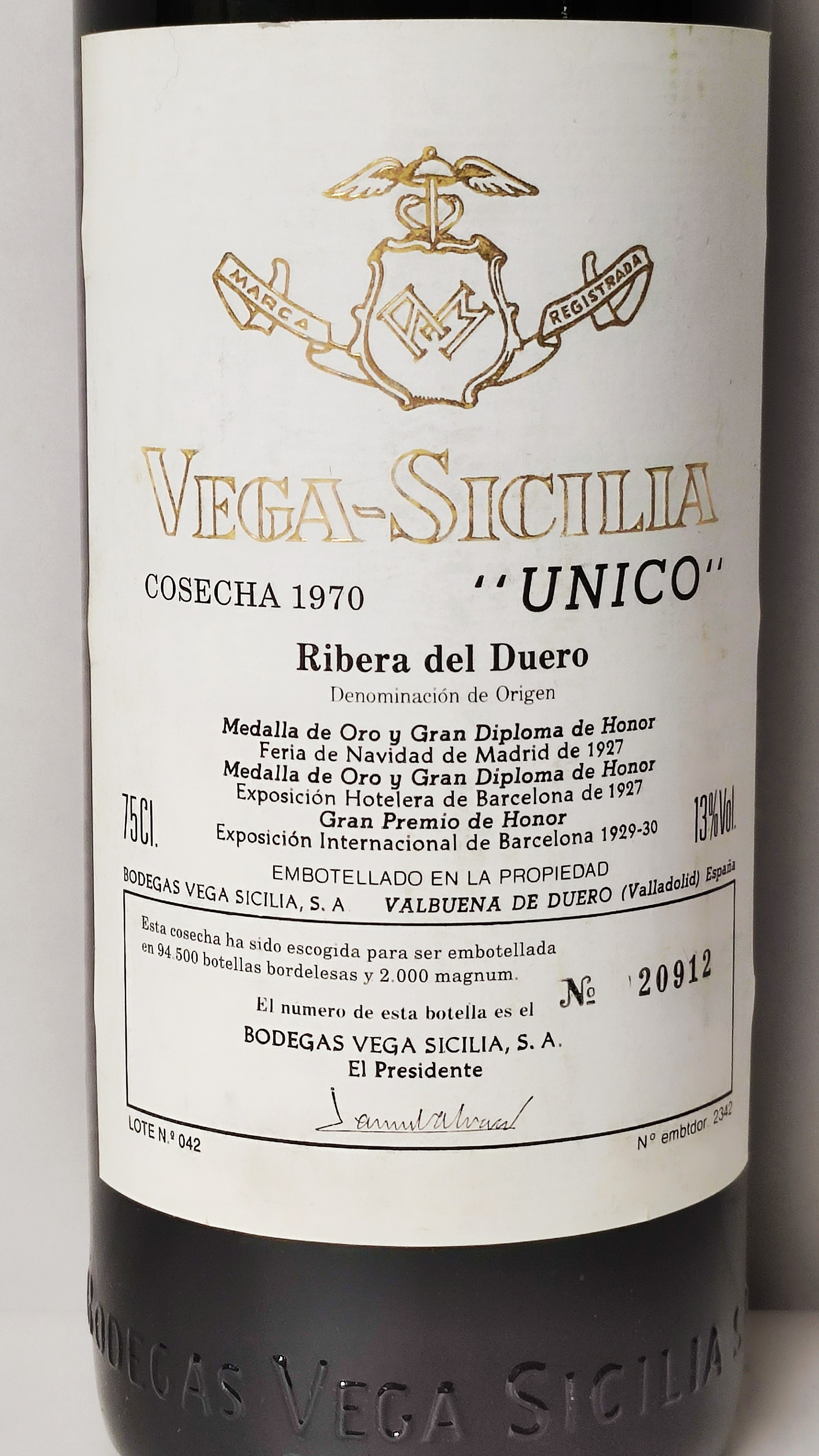 Vega Sicilia Unico, 1970