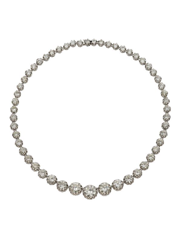 Rivière con diamanti taglio brillante per ct 27.50 circa