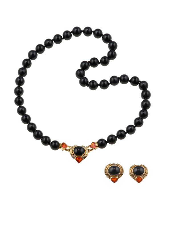 Onyx and gold demi-parure