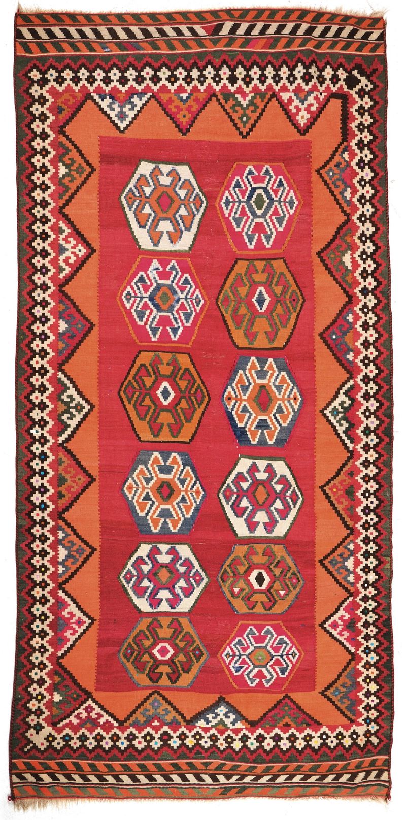 Kilim Caucaso, inizio XX secolo  - Auction Carpets - Cambi Casa d'Aste