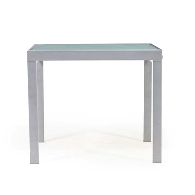 Tavolo in metallo con piano in vetro, XX secolo