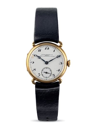 Officier con Cassa a Cerniera in Oro Giallo 18k Quadrante in Smalto Bianco con Numeri Breguet Per...