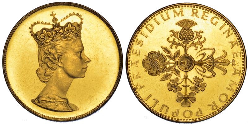 GERMANIA. ELIZABETH II, 1953-2022. Medaglia d'oro del peso di due ducati. Per commemorare la visita della Regina Elisabetta II in Germania nel maggio 1965.  - Auction Numismatics - Cambi Casa d'Aste