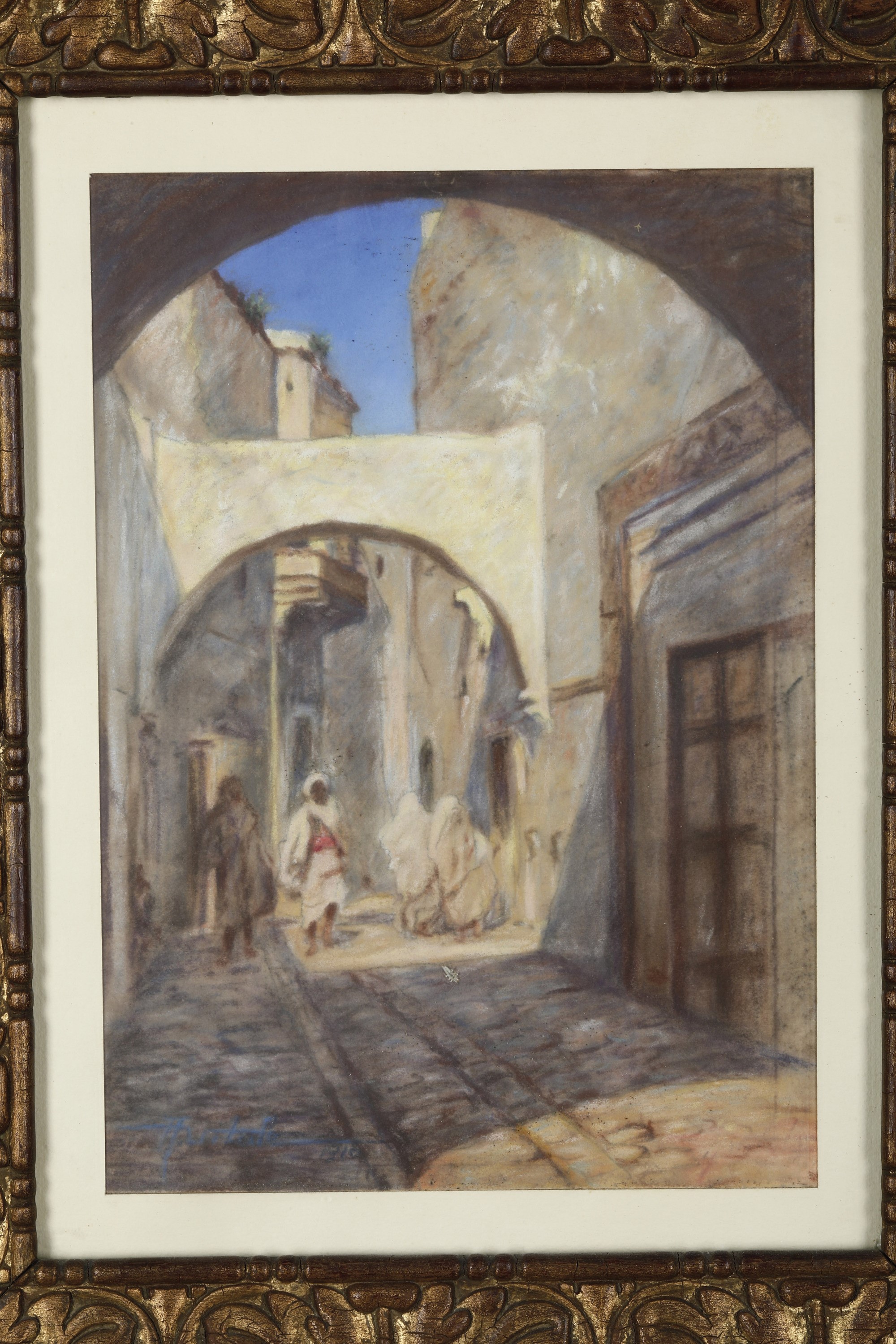 Pittore del XIX-XX Secolo Scorcio di Paese Arabo