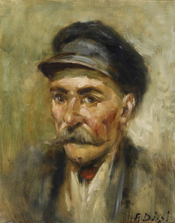 Uomo con berretto e baffi