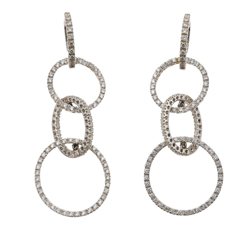 Orecchini pendenti con diamanti  - Asta Fine Jewels - Cambi Casa d'Aste