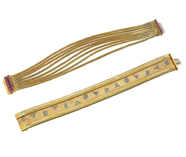 Two gold bracelets