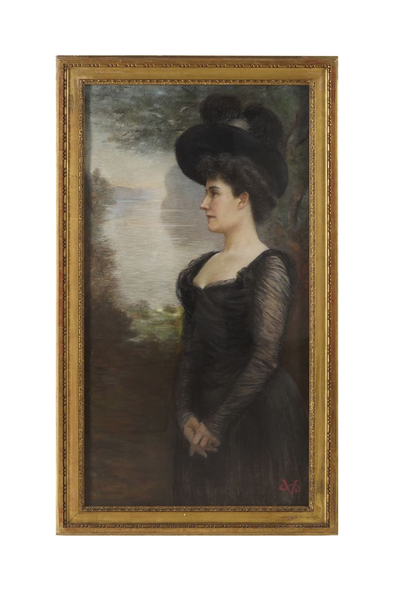 Scuola francese del XIX secolo Ritratto di dama  - Pastello su carta intelata - Asta Fabio Fazio, arredi e ricordi di una casa di campagna - Cambi Casa d'Aste