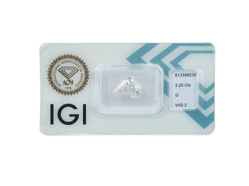 Horse head cut diamond weighing 2.25 carats, color G, clarity VVS2, fluorescence slight. Gemmological Report IGI Antwerp n. 6133882335  - Auction Fine Jewels - Cambi Casa d'Aste