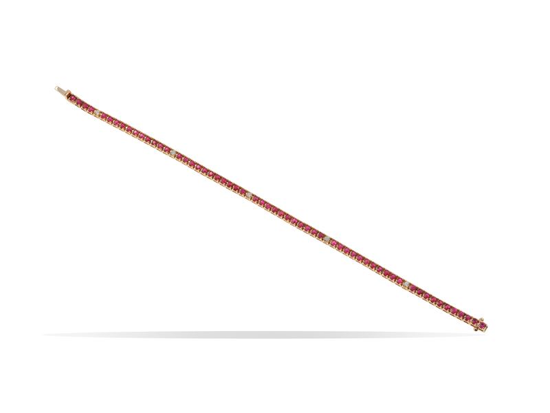 Ruby and diamond line bracelet  - Auction Fine Jewels - Cambi Casa d'Aste