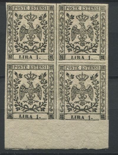1852, Modena, Aquila Estense, 1l. Bianco con Punto Dopo Dopo la Cifra, Quartina (11)