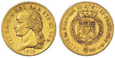 Regno di Sardegna. Vittorio Emanuele i di Savoia, 1802-1821. 20 Lire 1818. Torino.