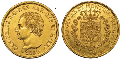Regno di Sardegna. Carlo Felice di Savoia, 1821-1831. 80 Lire 1830. Genova.