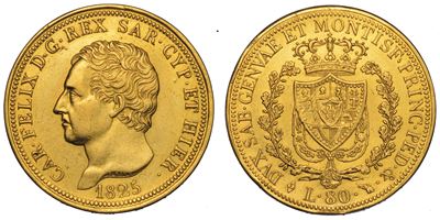 Regno di Sardegna. Carlo Felice di Savoia, 1821-1831. 80 Lire 1825. Torino.