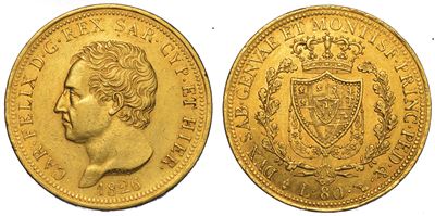 Regno di Sardegna. Carlo Felice di Savoia, 1821-1831. 80 Lire 1826. Torino.