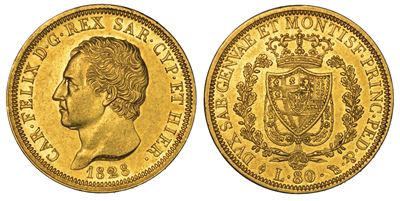Regno di Sardegna. Carlo Felice di Savoia, 1821-1831. 80 Lire 1828. Torino.
