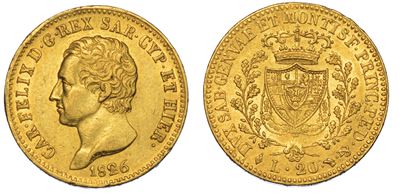 Regno di Sardegna. Carlo Felice di Savoia, 1821-1831. 20 Lire 1826. Torino.