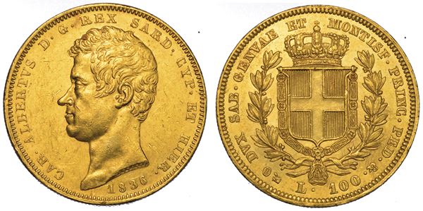REGNO DI SARDEGNA. CARLO ALBERTO DI SAVOIA, 1831-1849. 100 Lire 1836. Genova.