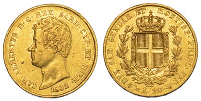 Regno di Sardegna. Carlo Alberto di Savoia, 1831-1849. 20 Lire 1832. Genova.