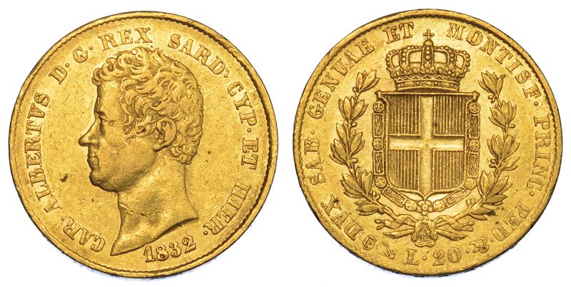 REGNO DI SARDEGNA. CARLO ALBERTO DI SAVOIA, 1831-1849. 20 Lire 1832. Genova.  - Auction Numismatics - Cambi Casa d'Aste