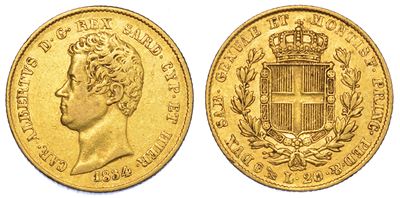 Regno di Sardegna. Carlo Alberto di Savoia, 1831-1849. 20 Lire 1834. Genova.