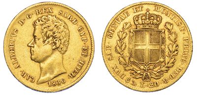 Regno di Sardegna. Carlo Alberto di Savoia, 1831-1849. 20 Lire 1836. Genova.