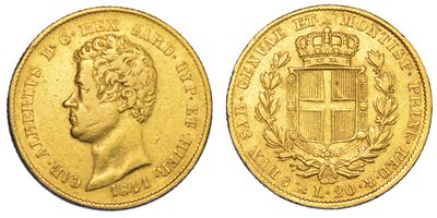 Regno di Sardegna. Carlo Alberto di Savoia, 1831-1849. 20 Lire 1841. Genova.