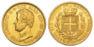 Regno di Sardegna. Carlo Alberto di Savoia, 1831-1849. 20 Lire 1848. Genova.