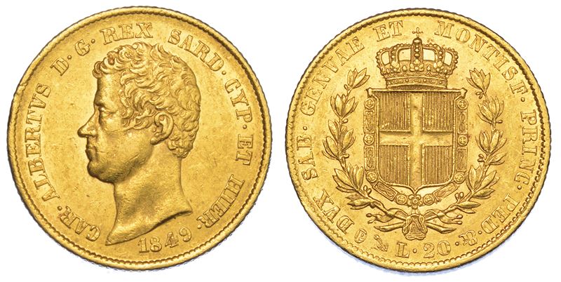 REGNO DI SARDEGNA. CARLO ALBERTO DI SAVOIA, 1831-1849. 20 Lire 1849 Genova.  - Auction Numismatics - Cambi Casa d'Aste