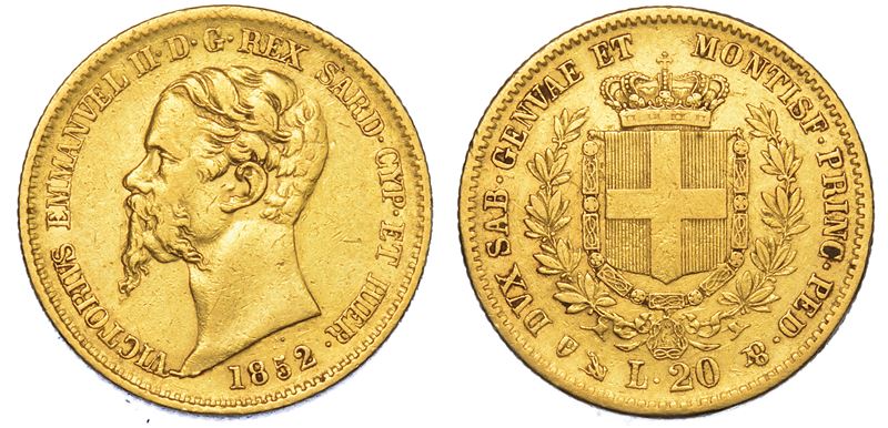 REGNO DI SARDEGNA. VITTORIO EMANUELE II DI SAVOIA, 1849-1861. 20 Lire 1852. Genova.  - Asta Numismatica - Cambi Casa d'Aste