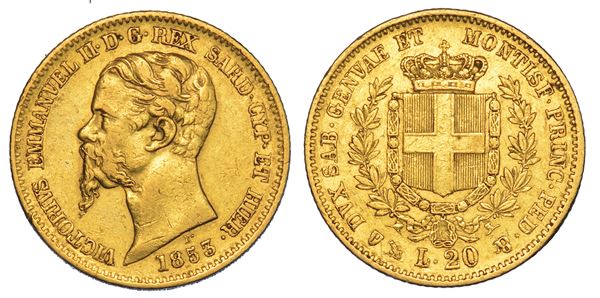 REGNO DI SARDEGNA. VITTORIO EMANUELE II DI SAVOIA, 1849-1861. 20 Lire 1853. Genova.