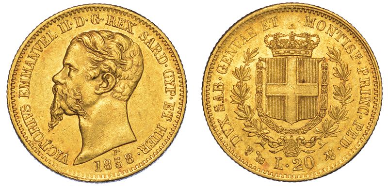 REGNO DI SARDEGNA. VITTORIO EMANUELE II DI SAVOIA, 1849-1861. 20 Lire 1858. Genova.  - Auction Numismatics - Cambi Casa d'Aste