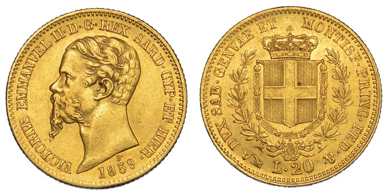 REGNO DI SARDEGNA. VITTORIO EMANUELE II DI SAVOIA, 1849-1861. 20 Lire 1859. Genova.  - Auction Numismatics - Cambi Casa d'Aste
